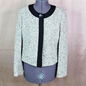 KASPER Black and White Tweed Blazer Jacket Size‎ 8 Petite